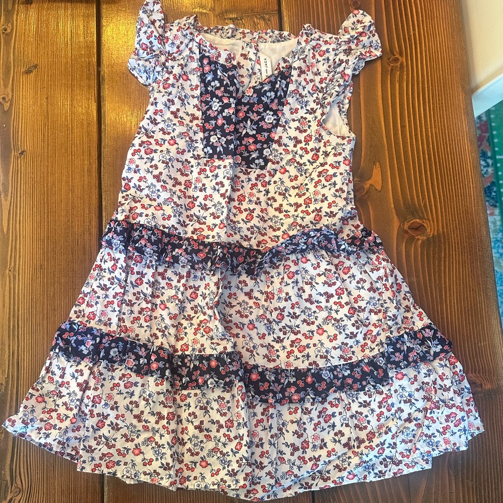 Janie and Jack Floral Print Dress with Ruffle Sleeves
